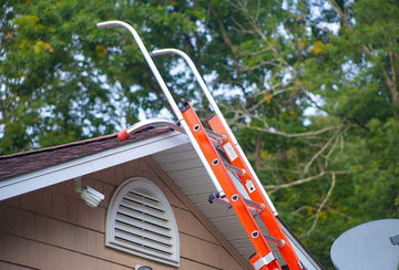 ladder on a sloped roof
